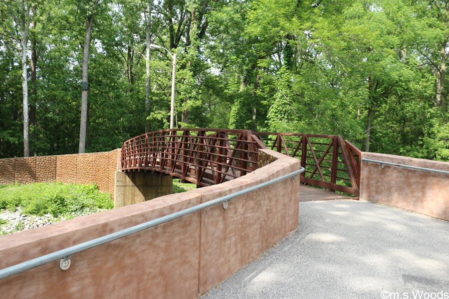 Bridge and walking path at the Arbuckle Acres Park in Brownsburg, Indiana