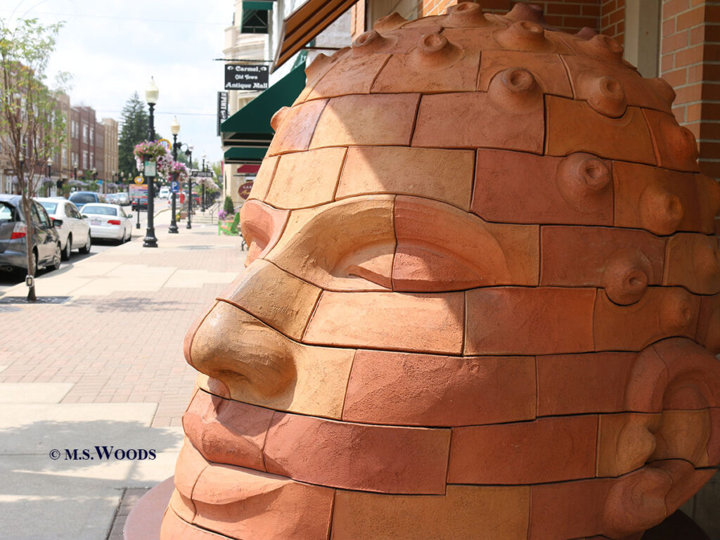 Brick Head sculpture by James Tyler located in Carmel, Indiana