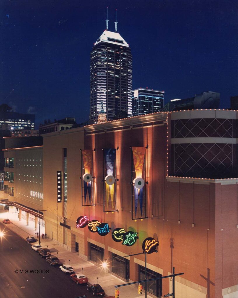 Circle Center Mall at night in downtown Indianapolis, Indiana