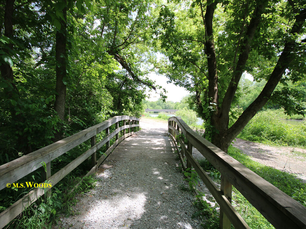 Walking bridge at Geist Park in Fishers, Indiana