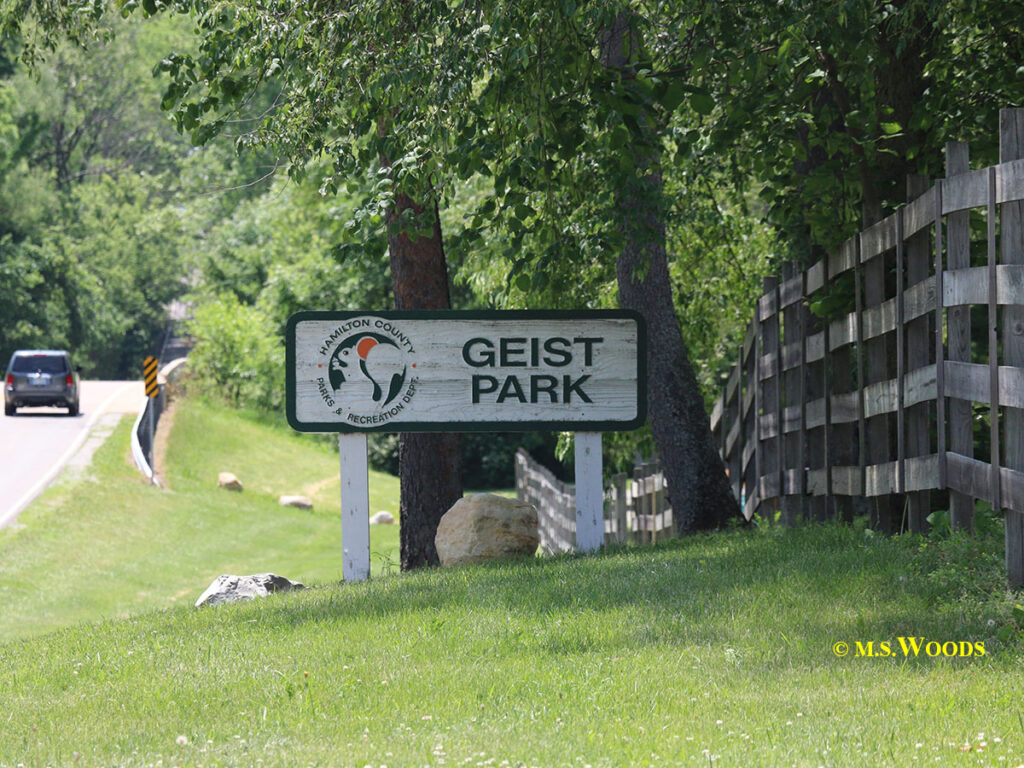 Sign leading to Geist Park in Fishers, Indiana