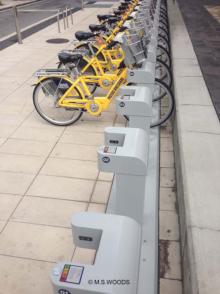 Indiana Pacers Bike Share Rack in downtown Indianapolis, Indiana