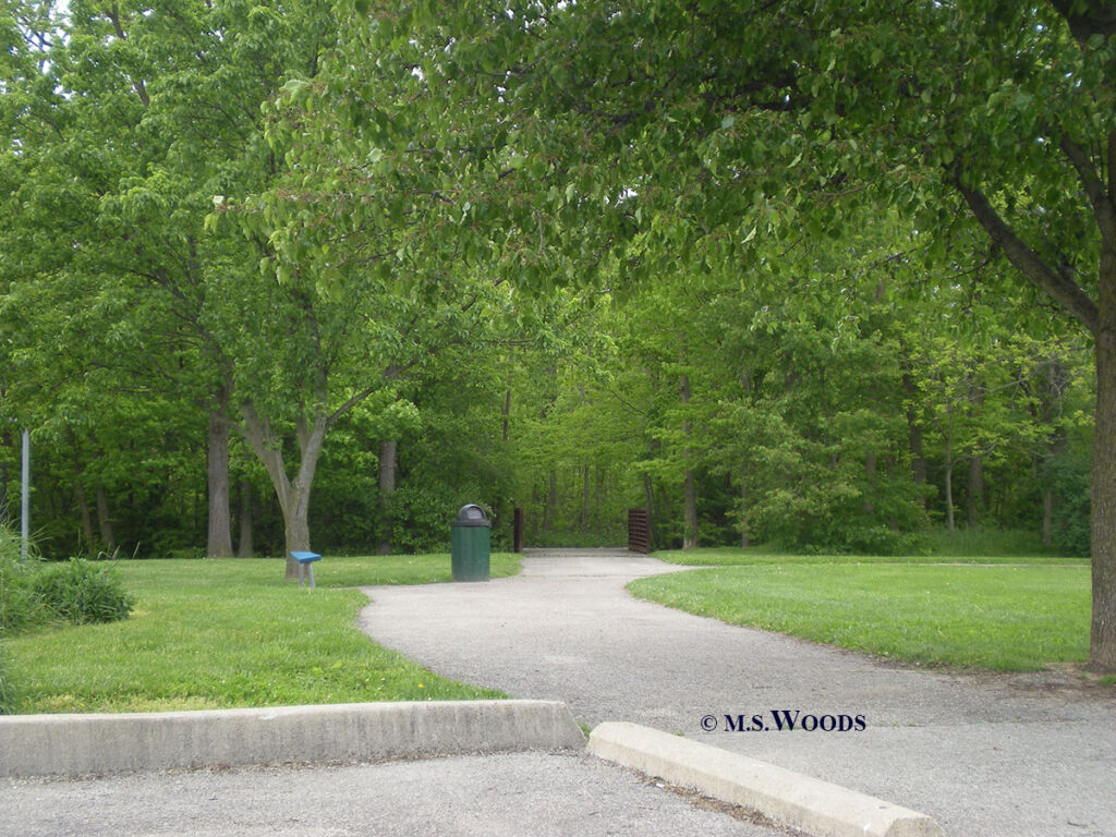 Sidewalk and walking trail in Meadowlark Park in Carmel, Indiana