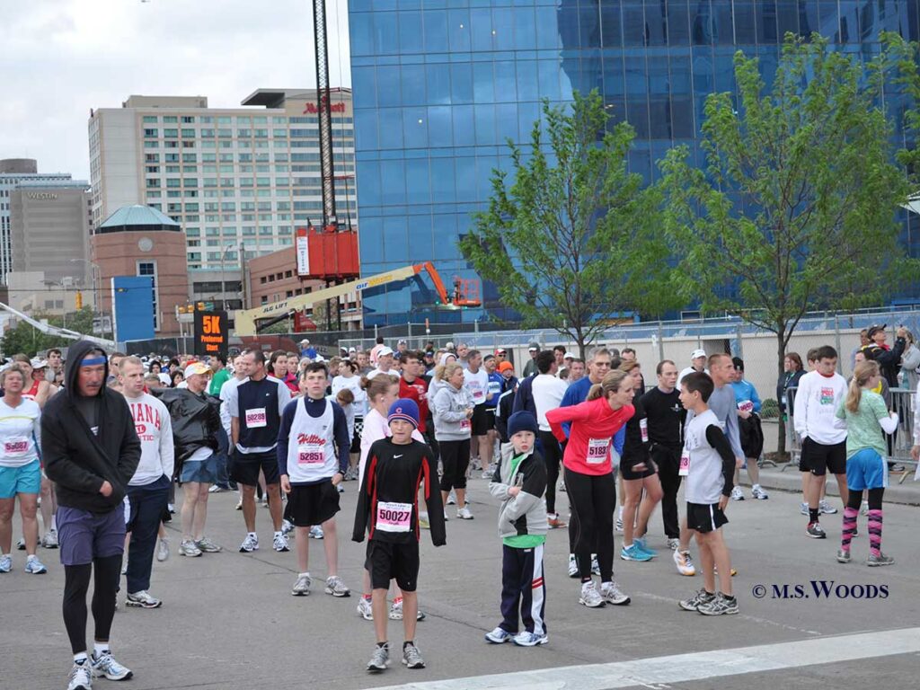 Runners preparing for the Mini Marathon in Indianapolis, Indiana