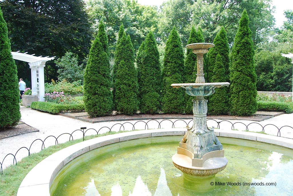 The Virginia B Fairbanks Arts and Nature Park Lilly Mansion fountain in Indianapolis, Indiana
