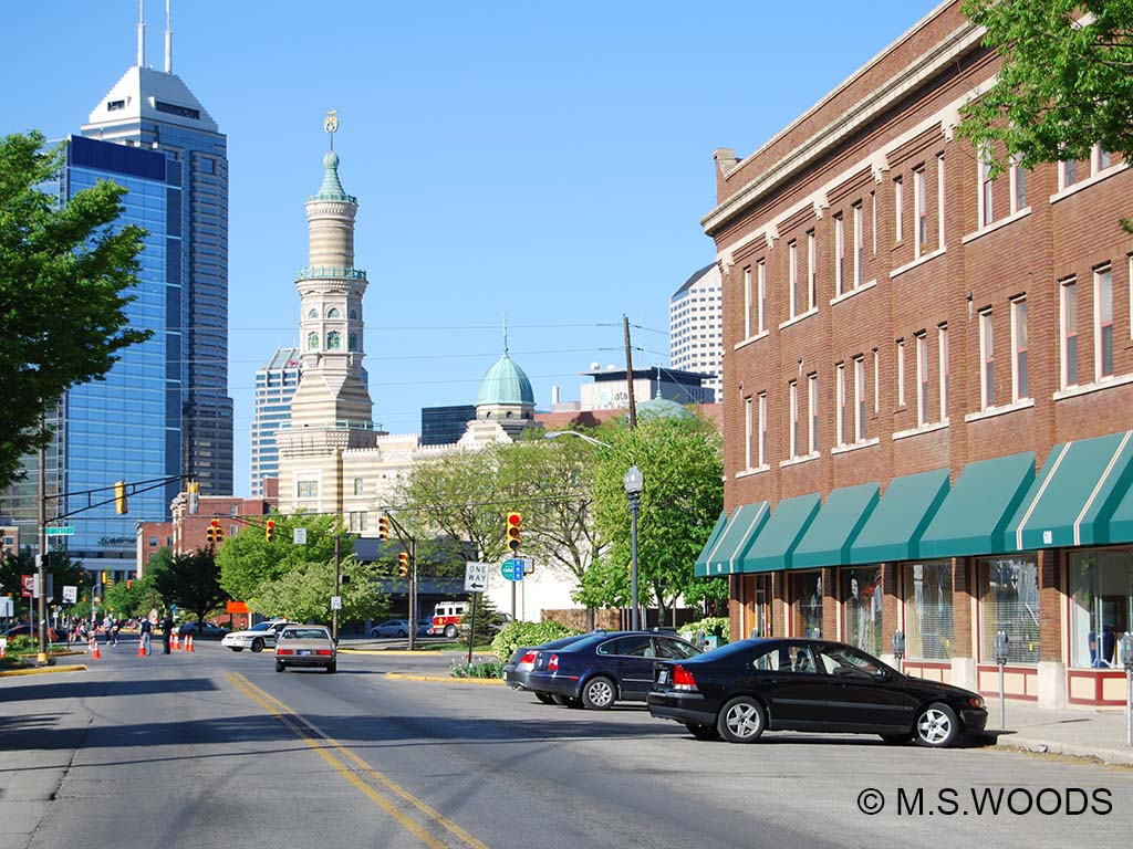 Street view of Mass Ave. in downtown Indianapolis, Indiana