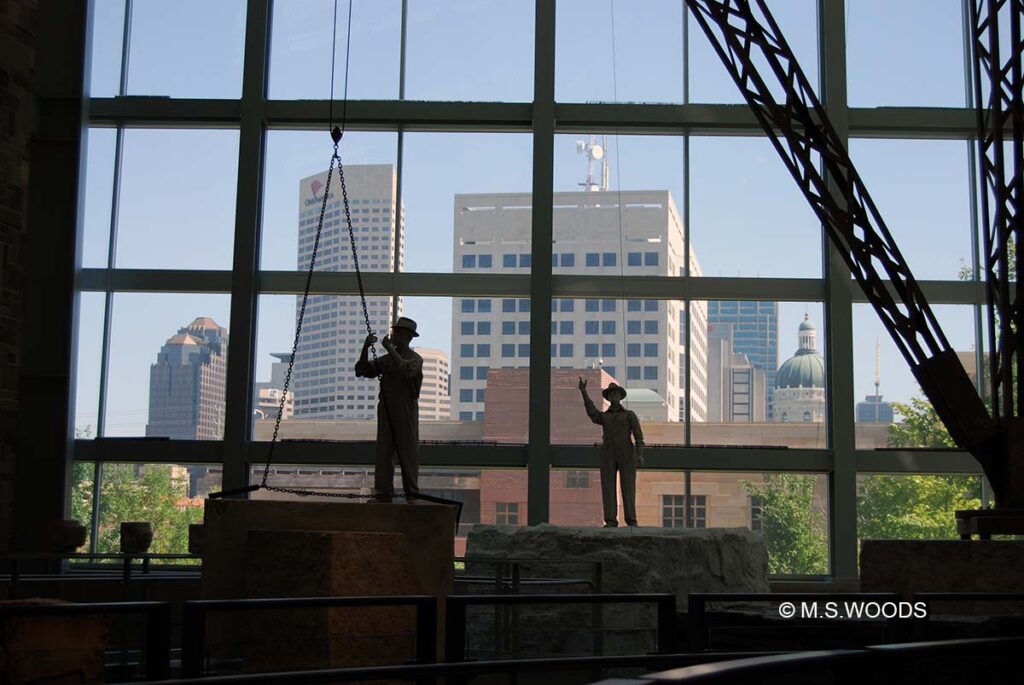 View of downtown Indianapolis, Indiana 
 from the inside of the Indiana State Museum