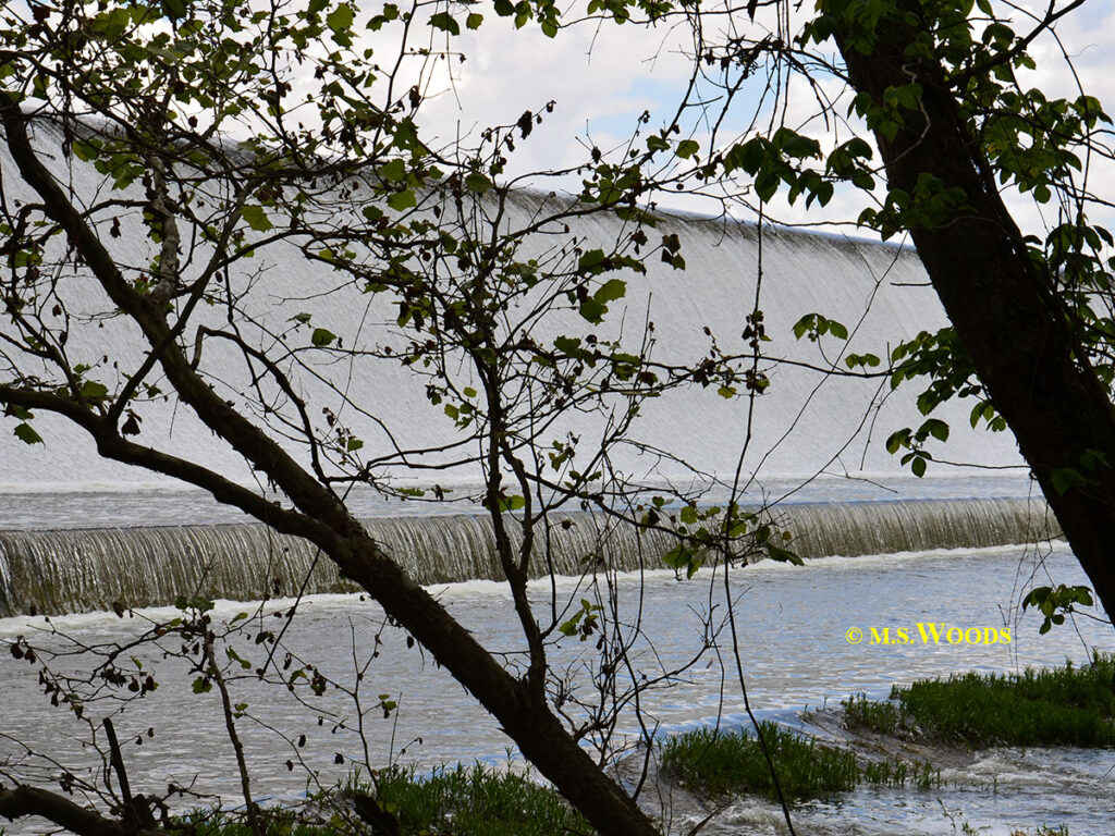 Water Flowing Over Geist Lake Dam in Indianapolis, Indiana