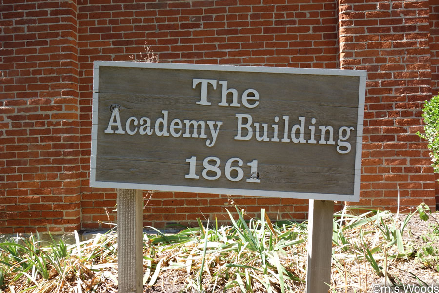 Academy Building and Museum sign built in 1861 Mooresville, Indiana
