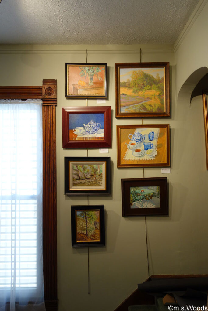 Art on the walls at the Color Works Art Gallery in Mooresville, Indiana
