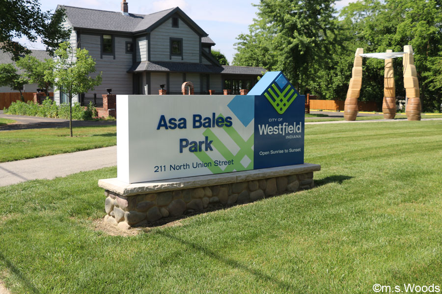 Entry sign at Asa Bales Park in Westfield, Indiana