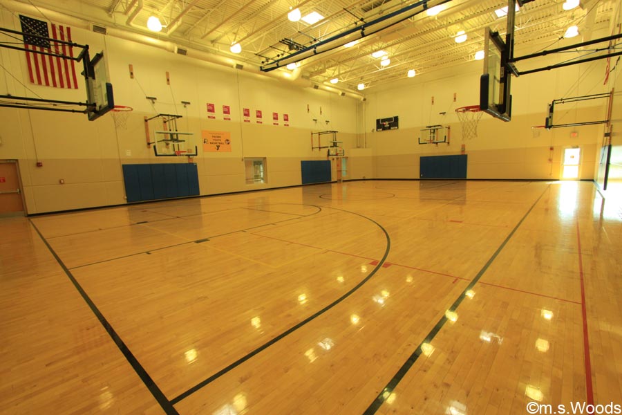 Basketball court at the Baxter YMCA in Greenwood, Indiana