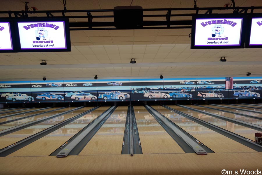 Bowling lanes at a local bowling facility in Brownsburg, Indiana