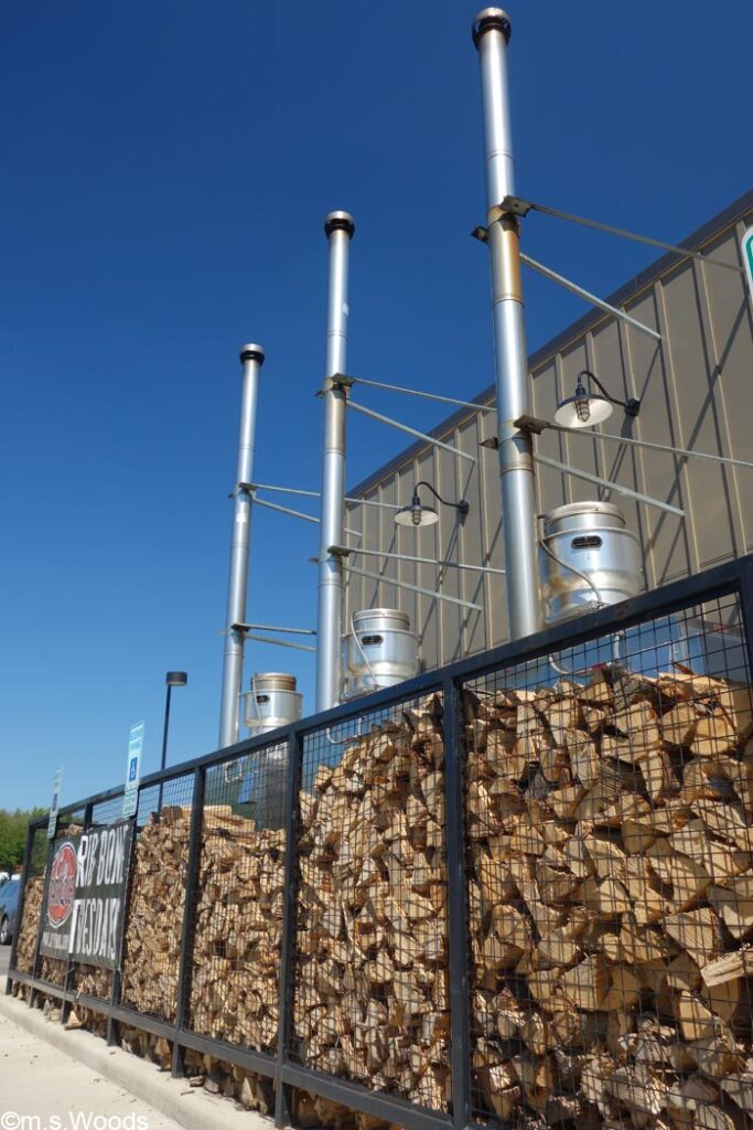 City BBQ wood pile and stacks in Avon, Indiana
