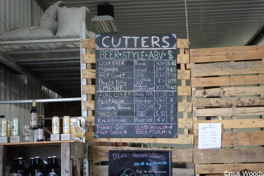 Cutter's chalkboard menu in Avon, Indiana