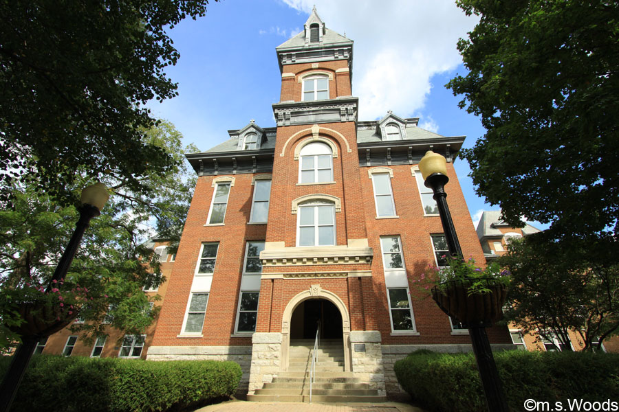 The entry to Franklin College building in Franklin, Indiana