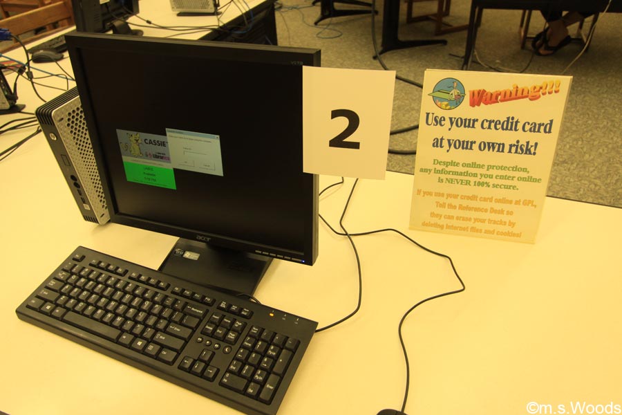 Computer station at the Greenwood Library in Greenwood, Indiana