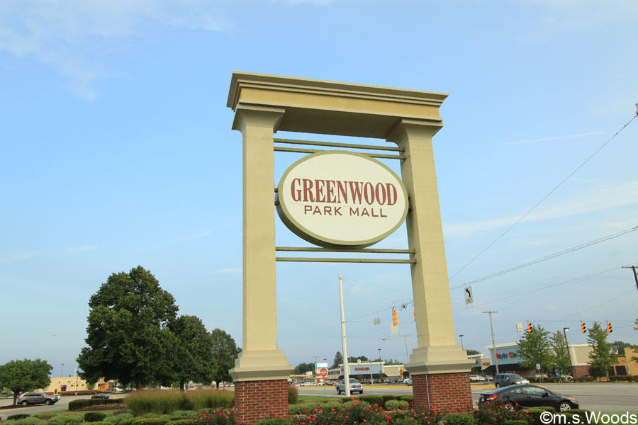 Entry sign at the Greenwood Park Mall in Greenwood, Indiana