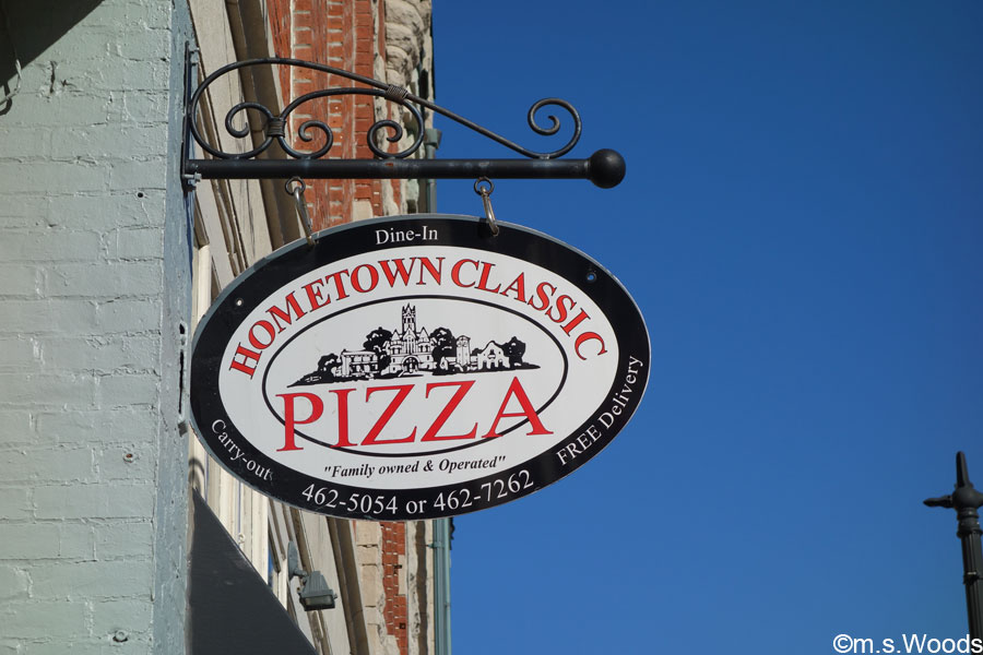 Sign for Hometown Classic Pizza in Greenfield, Indiana
