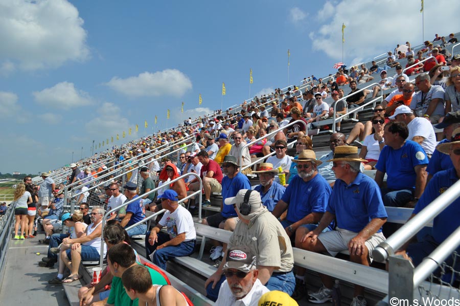 Crowds in the stands at the Lucas Oil Raceway in Brownsburg, Indiana