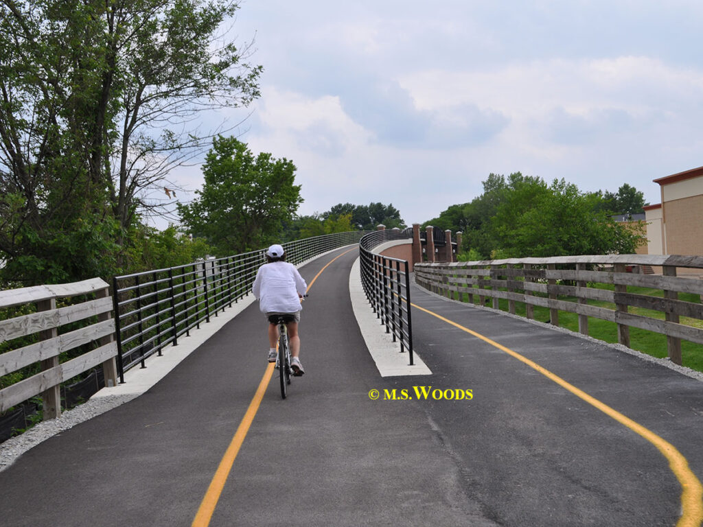 My wife, Marianne Glick, riding on the Monon Trail in Carmel, Indiana