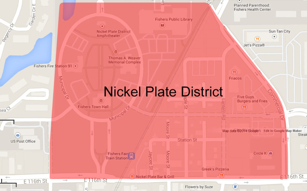 Map of the Nicle Plate District in Fishers, Indiana