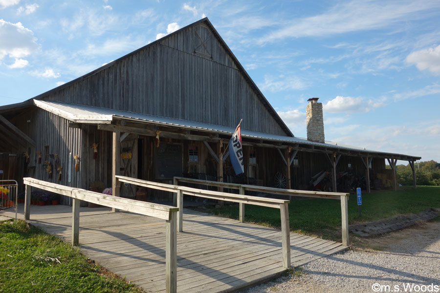 Vertical Wood siding and metal roof on Beasley's Orchard Store in Danville, Indiana