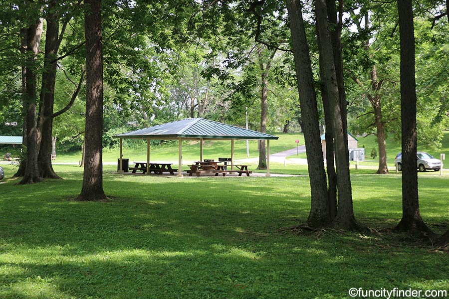 Picnic shelter at Arbuckle Acres Park in Brownsburg, Indiana
