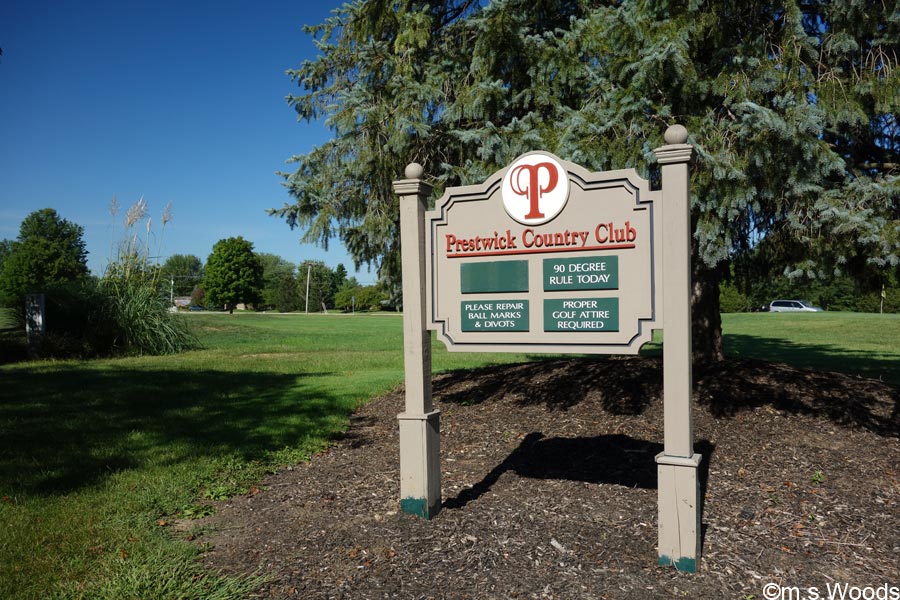 The Prestwick Country Club entry sign in Avon, Indiana