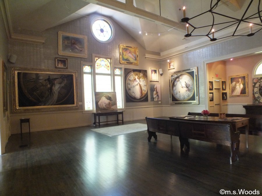 Interior view of The Sanctuary Art Gallery in Zionsville, Indiana