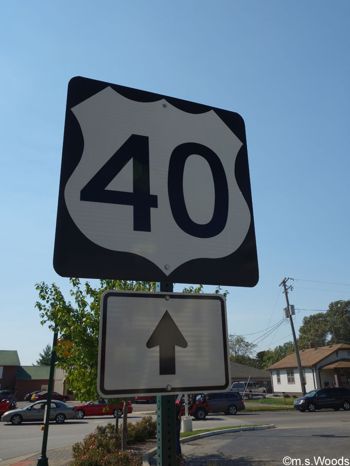 Historic U.S. 40 sign in downtown Plainfield, Indiana
