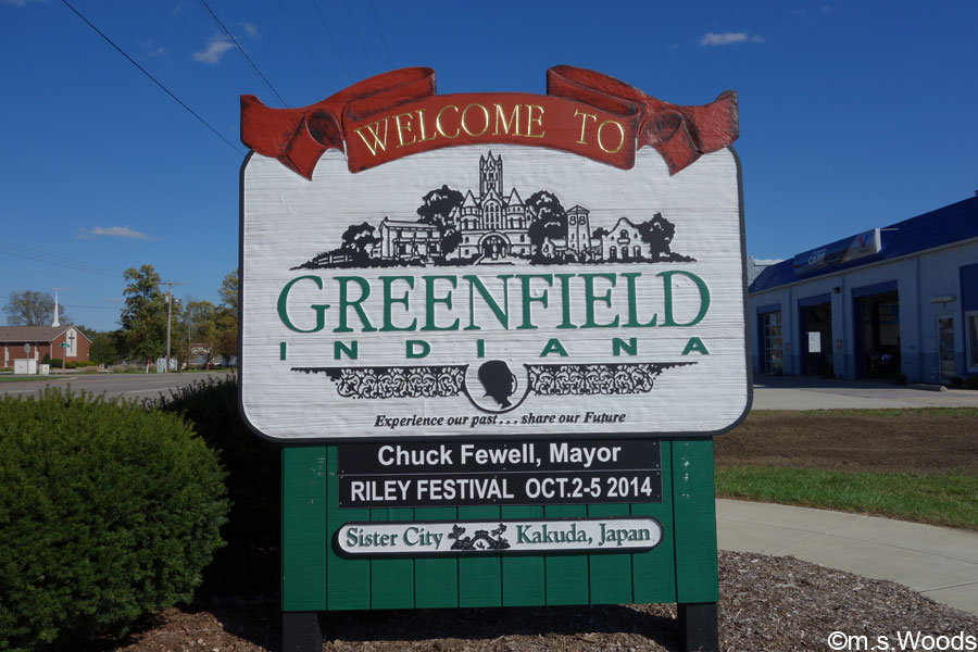 Welcome to Greenfield, Indiana sign