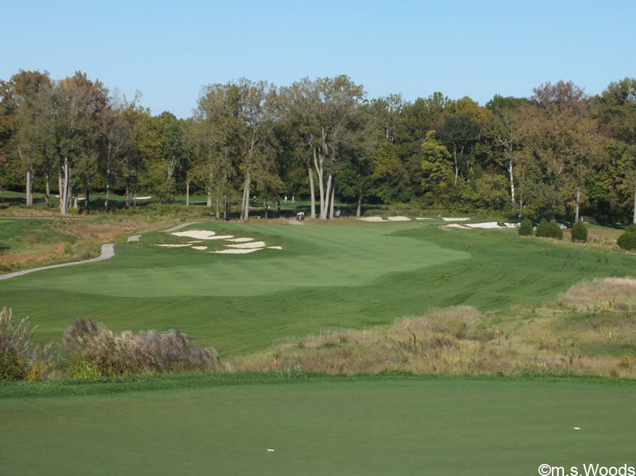 Fairway and sand traps at the Wolfe Run Golf Course in Zionsville, Indiana